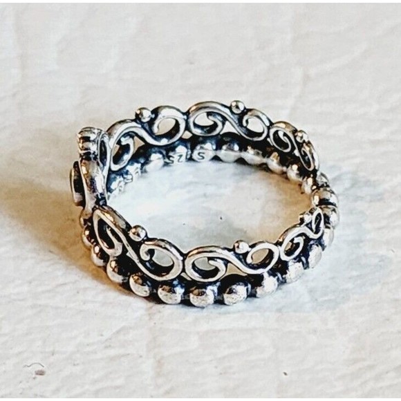 Pandora ALE My Princess Stackable Tiara CZ Ring Sterling Silver 925 Sz 4.5 2.8g - Picture 2 of 6